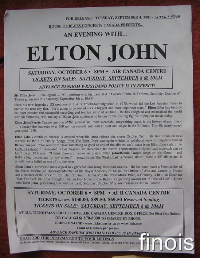 ELTON JOHN 6 PIECE COLLECTION 1975 NEWSPAPER ARTICLES + PRESS RELEASE 