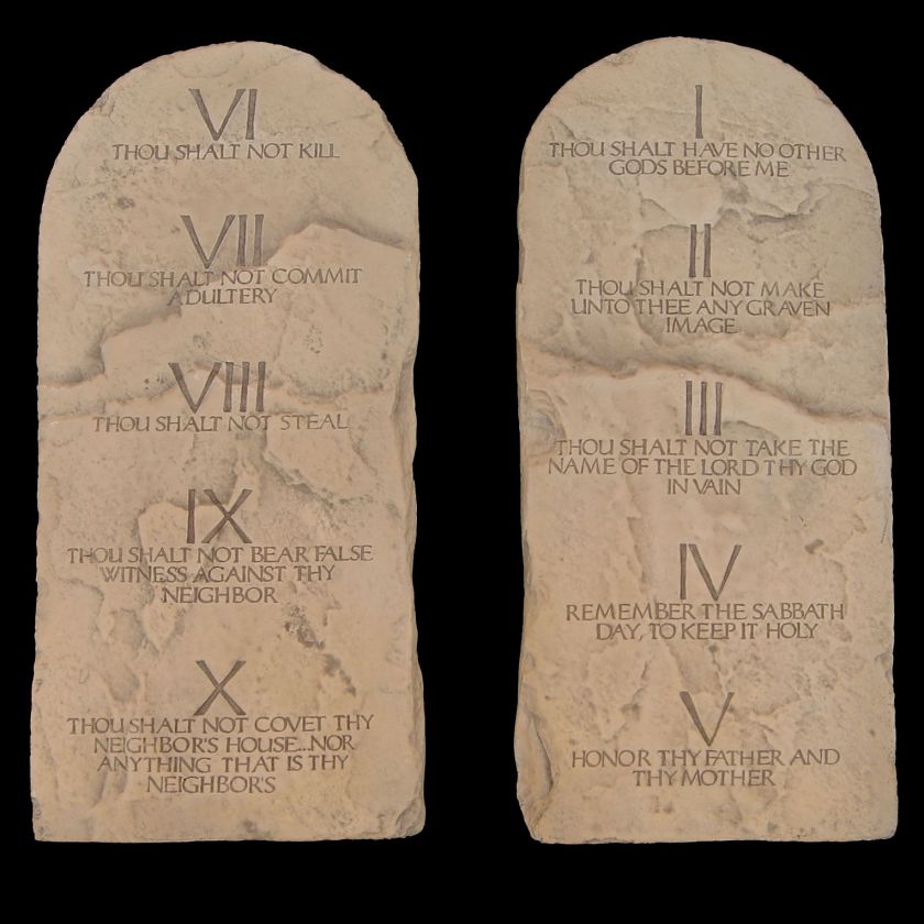 Moses The Ten 10 COMMANDMENTS TABLETS plaque tablet set  