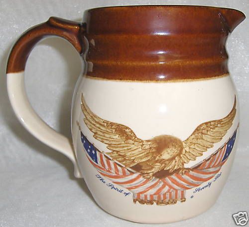 Vintage Pitcher Spirit of 76 Carved Wooden Eagle McCOY  