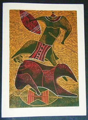   Sibiya  Limited Signed Litho  Zulu Warriors (Soweto Artist)  