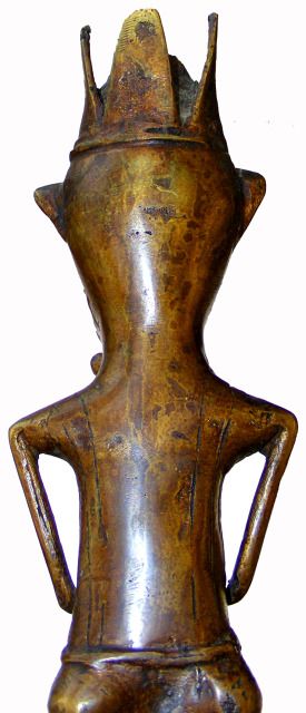 AFRICAN BRONZE SCULPTURE, LARGE, TRIBAL CHIEF, WARRIOR KING, ABSTRACT 