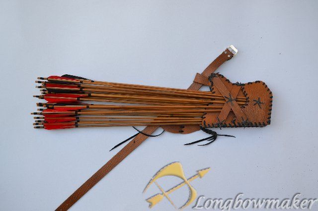 Handmand Distinctive Slip leather Quiver+24 bamboo arrow  