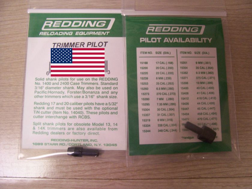 Redding 45 Caliber (.447) Trimmer Pilot #15447 611760154478  