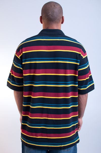 NEW MENS MARITHE FRANCOIS GIRBAUD BLACK RED YELLOW STRIPED POLO SHIRT 