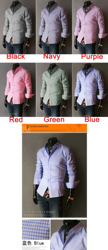 Mens Casual Slim Luxury Stylish Dress Shirt 4size 6Color FF0781,Fit 