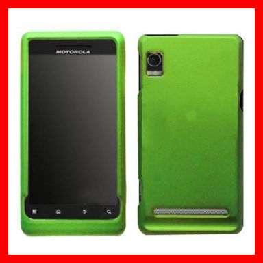 GREEN RUBBER HARD CRYSTAL CASE COVER MOTOROLA DROID 2  