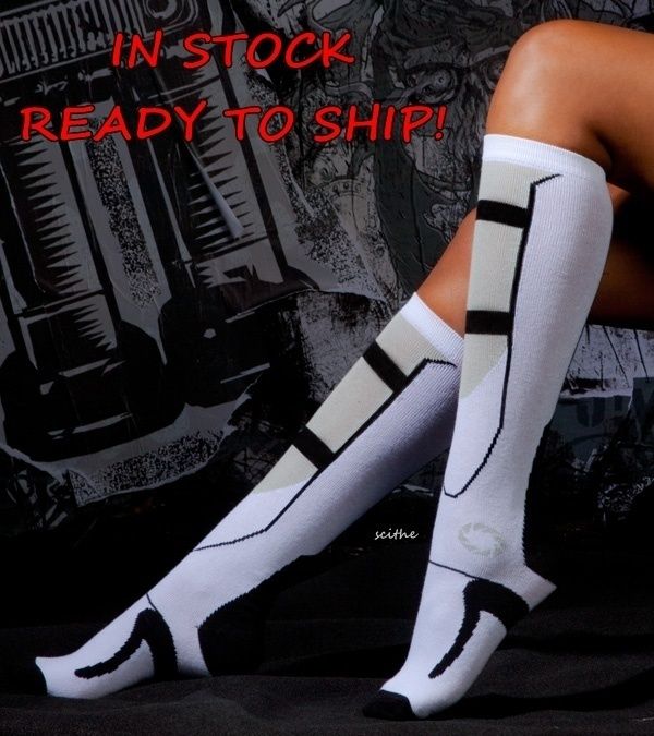 PORTAL 2 LONG FALL BOOT COSTUME KNEE HIGH SOCKS VALVE APERTURE LABS 