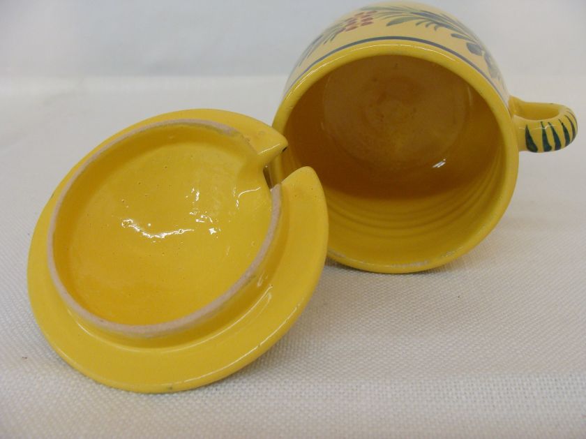 Henriot Quimper Soleil Yellow Breton Man Mustard Pot French Faience 