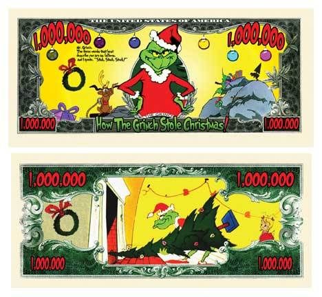 Lot of 100   THE GRINCH MILLION DOLLAR BILL  