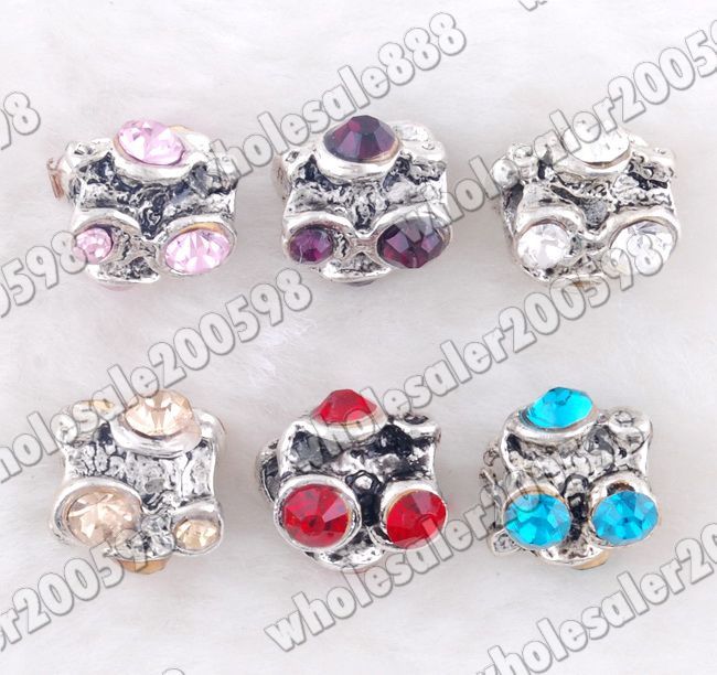 288PCS Tibet Silver Rhinestone Spacer Beads 4.5MM Hole  