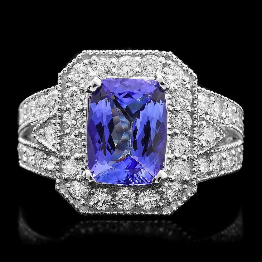 11200 CERTIFIED 14K WHITE GOLD 3.00CT TANZANITE 1.50CT DIAMOND RING 