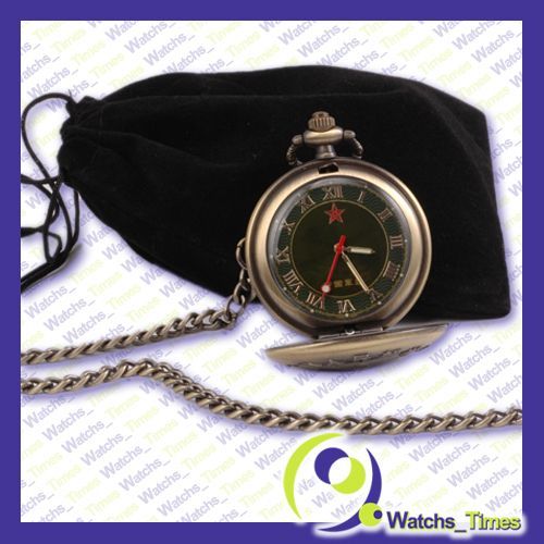 Classic China Soldier Bronze Tone Quartz Pocket Watch  