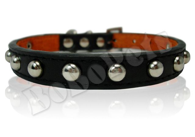 Studded leather Pet Dog Collar black blue brown S M L  