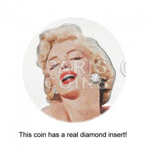 NEW¤ Cook Islands $5 2011 Silver Proof MARILYN MONROE with real 