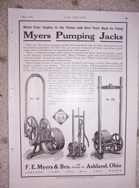 1916 Ad Myers Pumping Jack Engine Ashland Ohio Farm U  