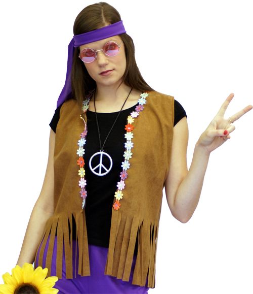 1960s/1970s FLOWER POWER HIPPY Flower WAISTCOAT Fancy Dress accessory 