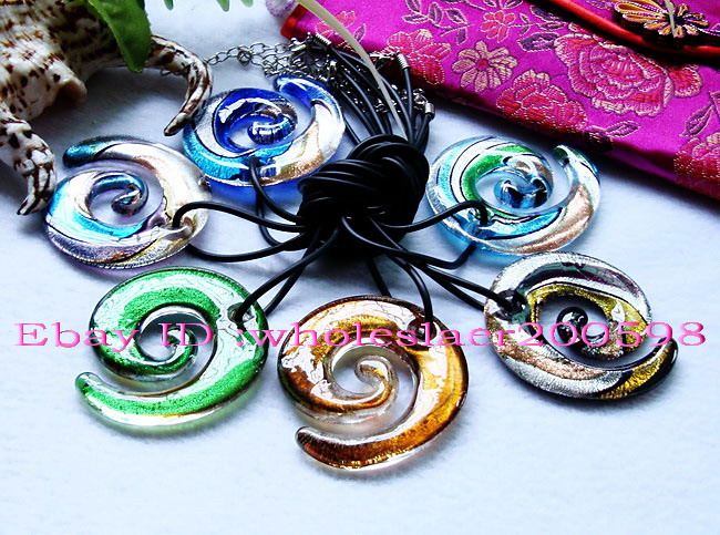 12strands Volute Lampwork Glass Pendant Necklaces FREE  