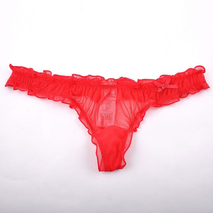 T286 Yamamay Red Lace Thong Big Bows US S/5 EU 38  