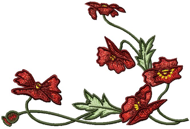 Poppy Blossoms machine embroidery designs set 5x7 hoop  