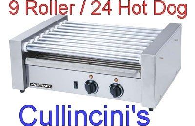 Hot Dog Roller Grill 24 Dog Capacity 9 Rollers NSF  