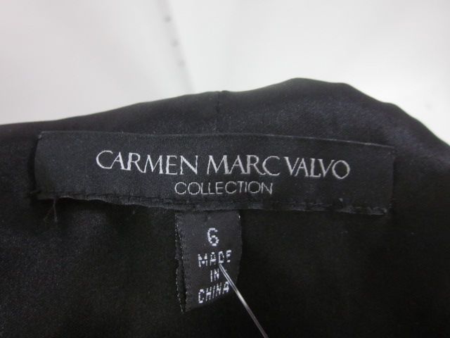 CARMEN MARC VALVO Black Lace Spaghetti Strap Dress Sz 6  