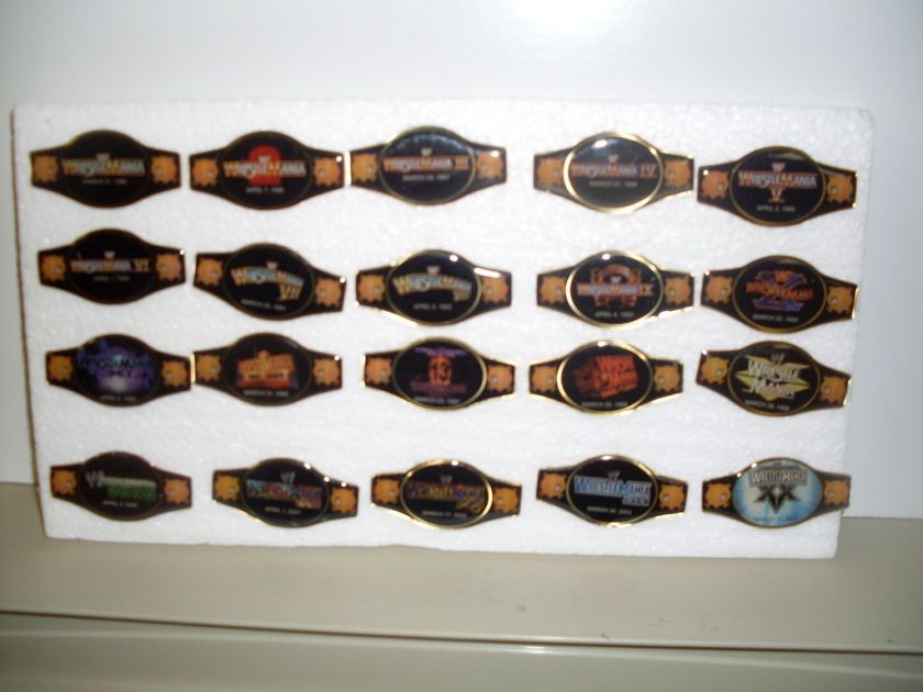 WRESTLEMANIA PIN SET 20 PINS 1985   2004  