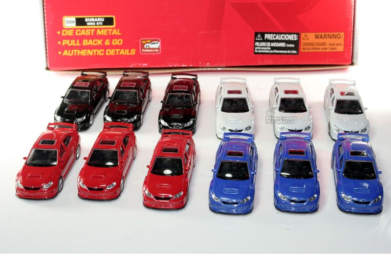   12 PCS SUBARU WRX STi DIE CAST PULL BACK & GO 1/64 # 3006 NEW  