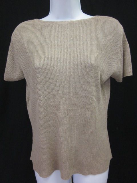 GRUPPO GFT Beige Linen Knit Short Sleeve Top Sz M  