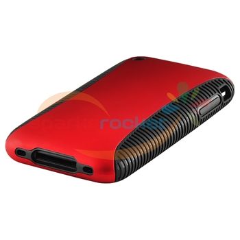   BLACK TPU SOFT CASE Red Hard COVER+Privacy Guard For iPhone 3G 3GS 3th