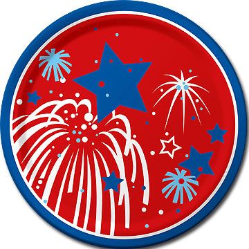 Patriotic July 4th Party FIREWORKS DESSERT CAKE PLATES  