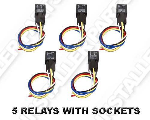 PACK 12V DC 30A/40A Bosch Style Relay & Socket SPDT  