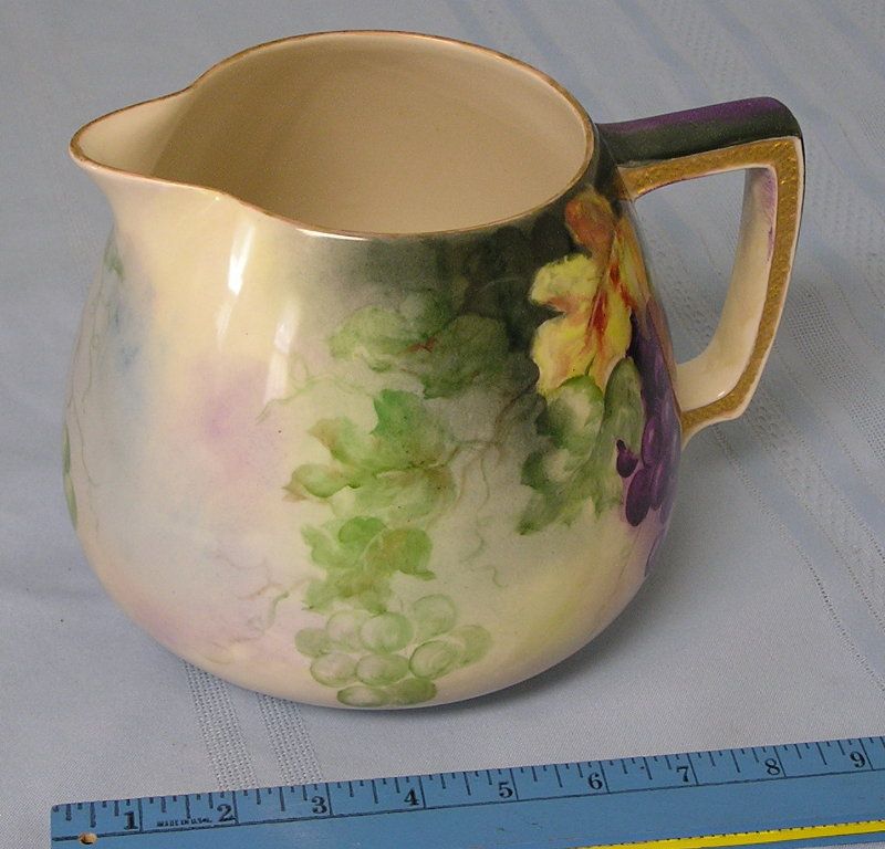 Willets Belleek porcelain Grapes Cider Pitcher signed  