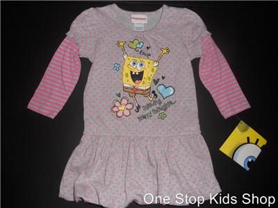   SQUAREPANTS Girls 2T 3T 5T Outfit DRESS Set Shirt Skirt NICKELODEON