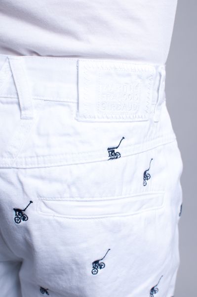 NEW MENS GIRBAUD HIP HOP BRAND X ROLL TWIST WHITE LONG BAGGY SHORTS 