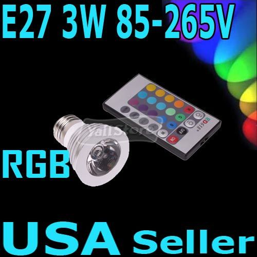 Remote Control 16 Color E27 RGB LED Bulb Light 85 240V  