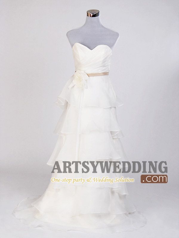 Crisscross Floral Tiered A Line Wedding Dress Size 2 4 6 8 10 12 14 