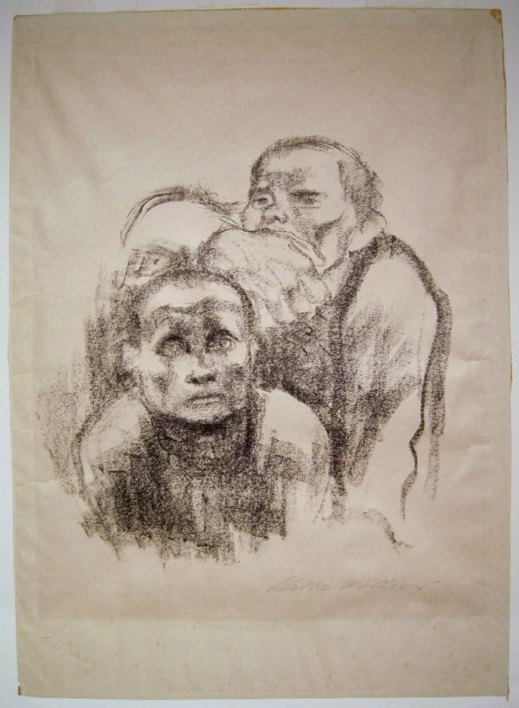 Kathe Kollwitz Gefangene, Musik Horend Signed Litho  