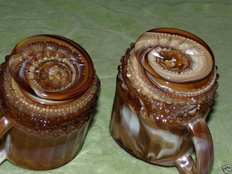 IMPERIAL GLASS CREAMER AND SUGAR SET CARMEL SLAG  