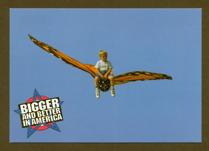 G6544 4x6 Postcard Boy Riding Giant Monarch Butterfly  