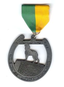 SHOW ME MO VOLKSMARCH CLUB 10TH INTL OLD DRUM MEDAL DOG  