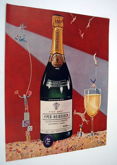 PIPER HEIDSIECK BRUT CHAMPAGNE Bottle Circus Art Ad  