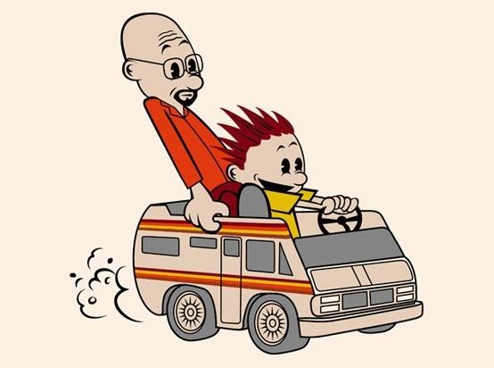 Calvin Hobbes Breaking Bad Jesse Mr. White Mashup Teefury Men Shirt 