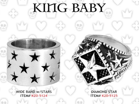 King Baby Studios STAR Ring Band Silver CHOOSE ONE  