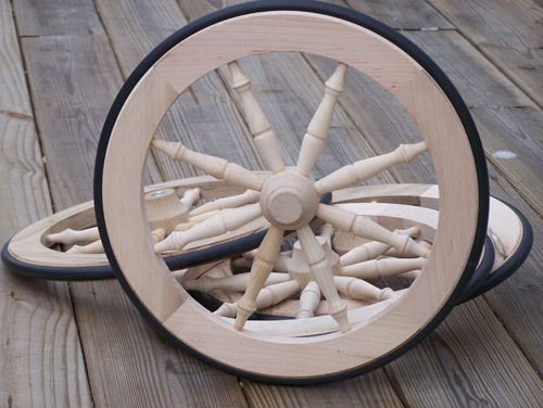 SMALL WAGON WHEEL SET COMPLETE WITH AXLES. WAGON WHEELS  