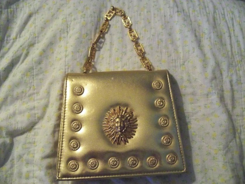 Cooper J. Vintage Gold Dress Purse Sun & Medallions EUC  