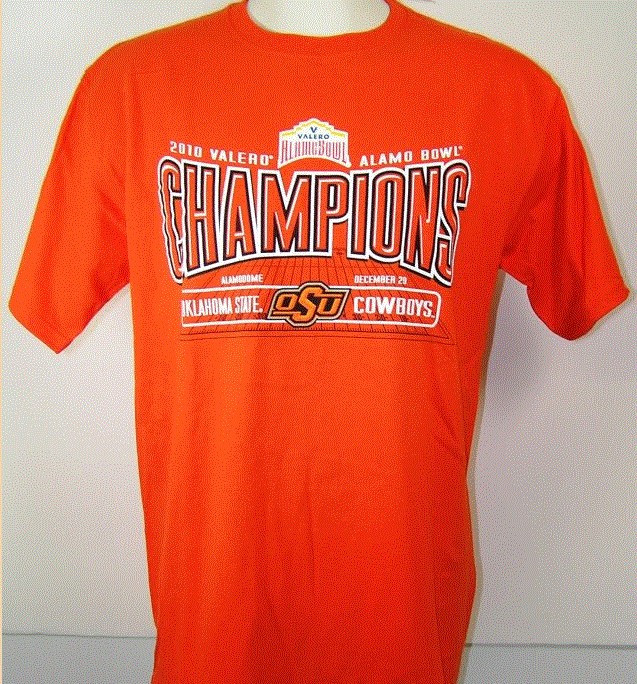 Oklahoma State Cowboys 2010 Champions Alamo Bowl Shirt L   2XL NEW 