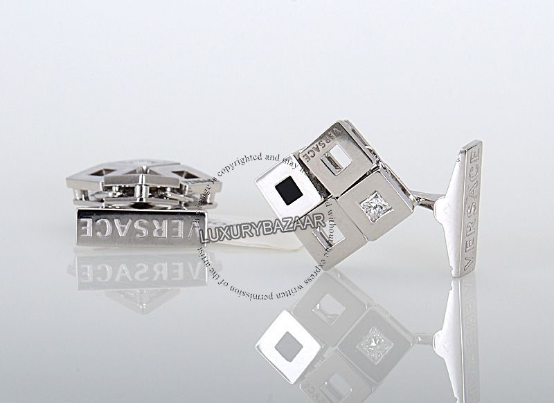 Versace 18K White Gold Versace Four Floating Squares Cufflinks  