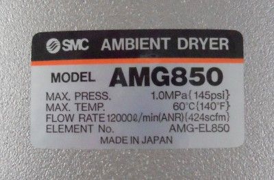 SMC COMPRESSED AIR AMBIENT DRYER AMG850 *NEW*  