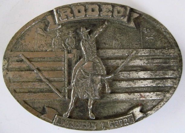 VINTAGE 70s BIG RODEO AMERICAS 1 SPORT METAL BUCKLE  