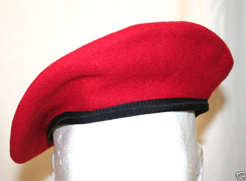 GI STYLE MIL SPEC SCARLET RED WOOL BERET SIZE 7 3/8 NEW  